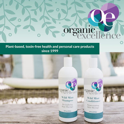 Organic Excellence Natural Organic Shampoo, Wild Mint & Rosemary, Chemical Free, Plant-Based, Toxin-Free, Cruelty-Free, Certified Herbs & Oils For Healthy Full-Bodied Hair 16 fl. oz Organic ExcellenceBuy Supplements Australia
