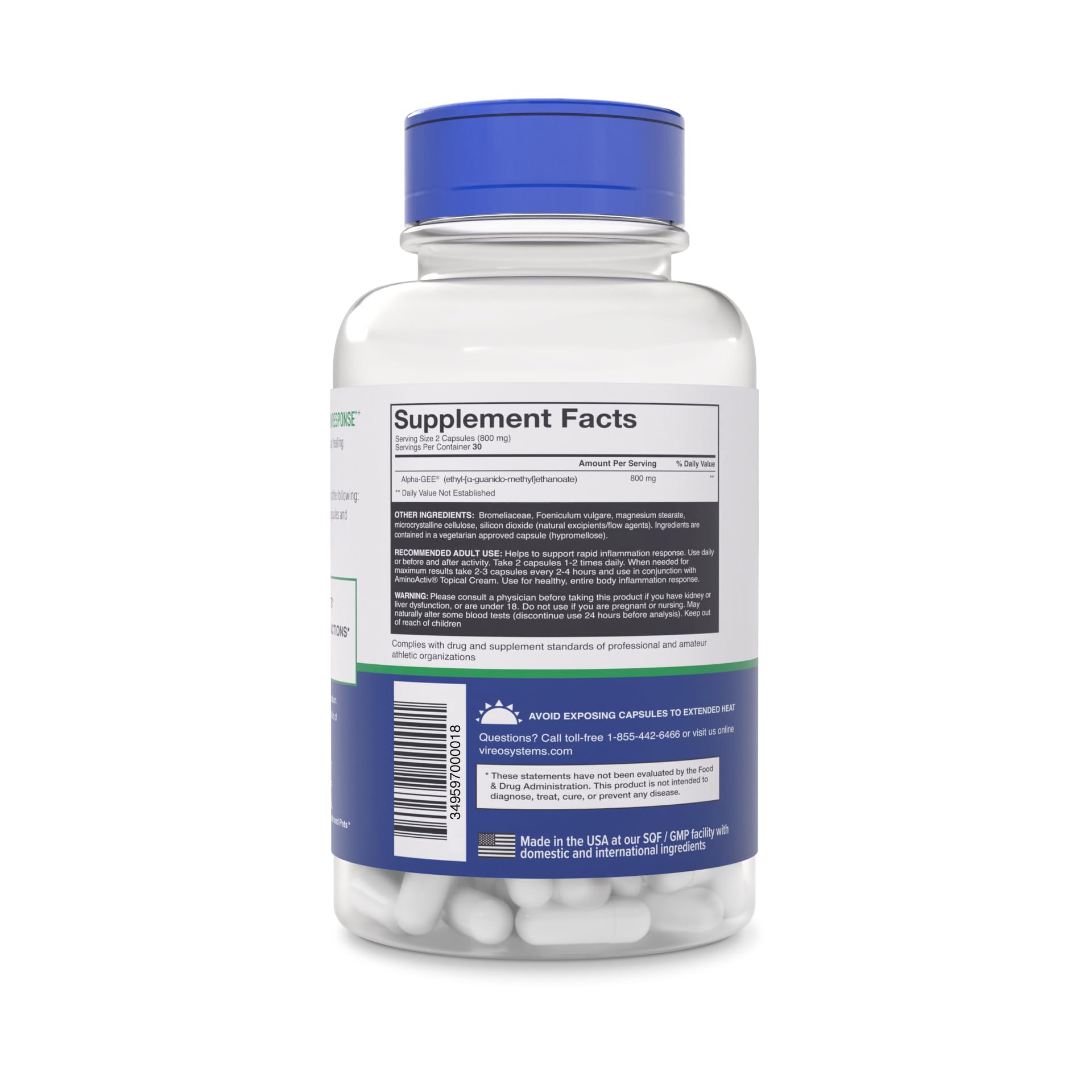Amino Activ - Fast Holistic Support for Pain & Inflammation Caused by Activity/Exercise (180 Capsules) Amino ActivBuy Supplements Australia