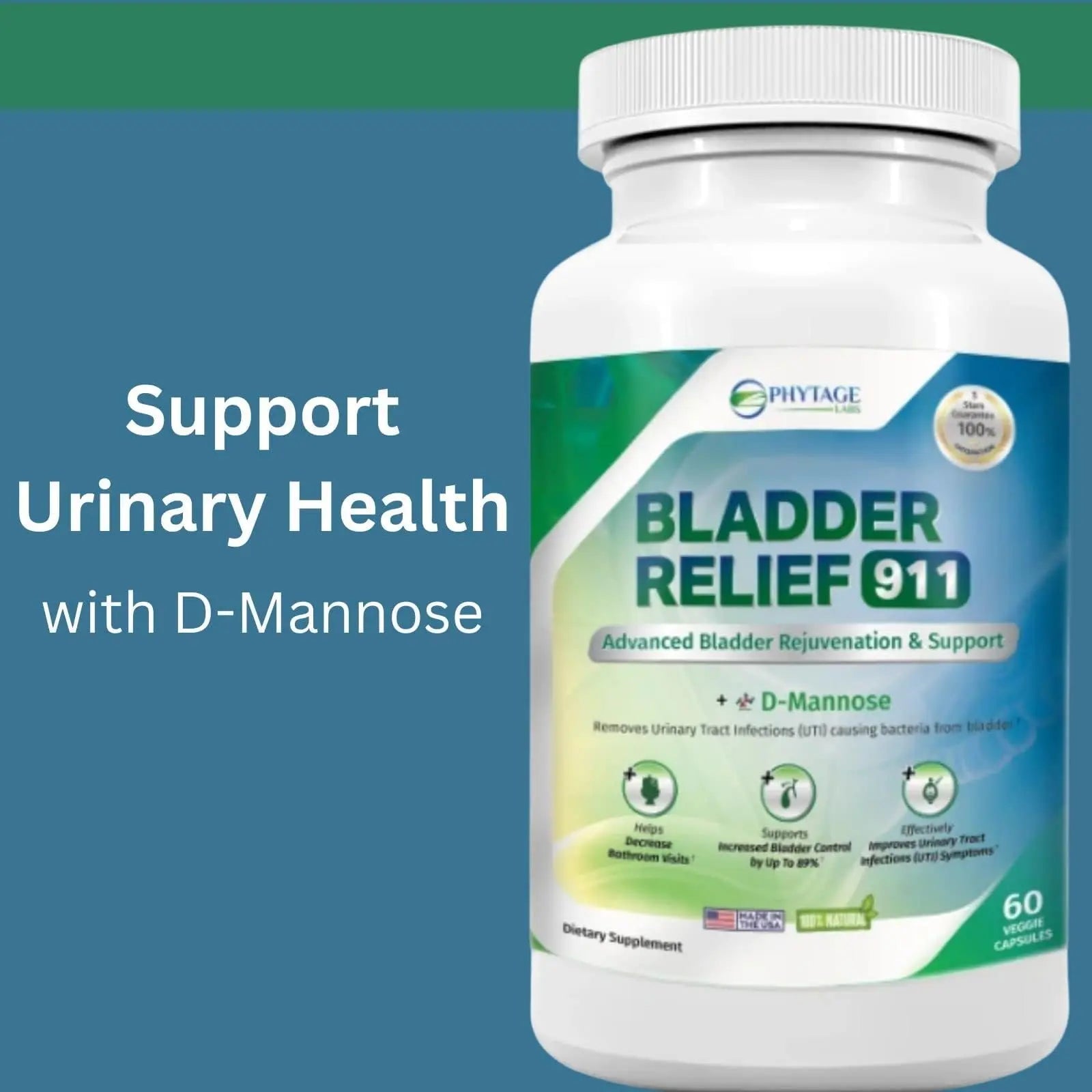 Phytage Labs Bladder Relief 911 Detoxifying Strength - for Men and Women Provides Bladder Support, 60 Veggie Capsules - 2 Pack Phytage LabsBuy Supplements Australia