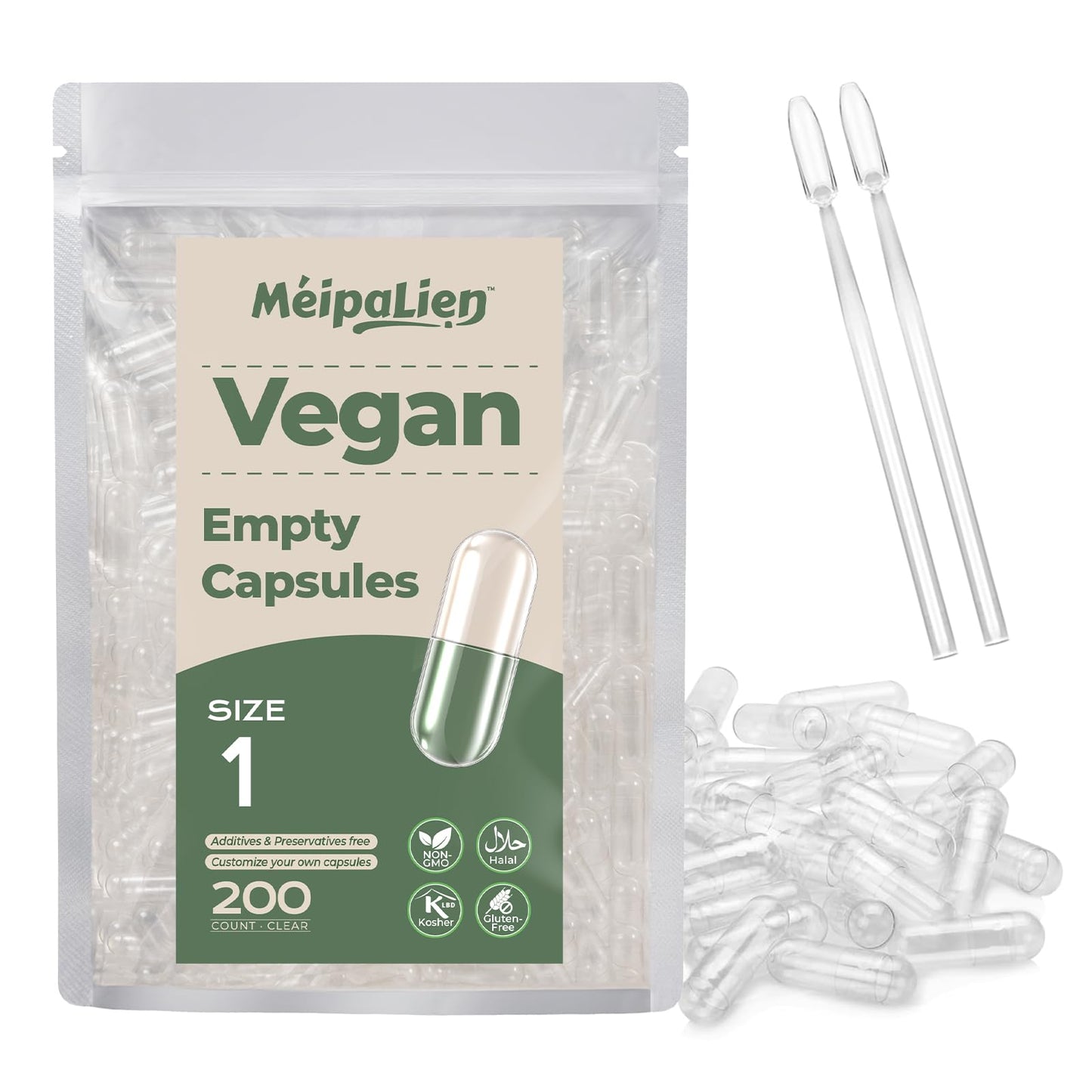 HPMC Empty Capsules Size 1-200 Clear Count Pill Capsules Empty - Plant-Based Cellulose | Vegetarian, Halal, Non-GMO | for DIY Supplement & Herbal Filling MéipaLienBuy Supplements Australia