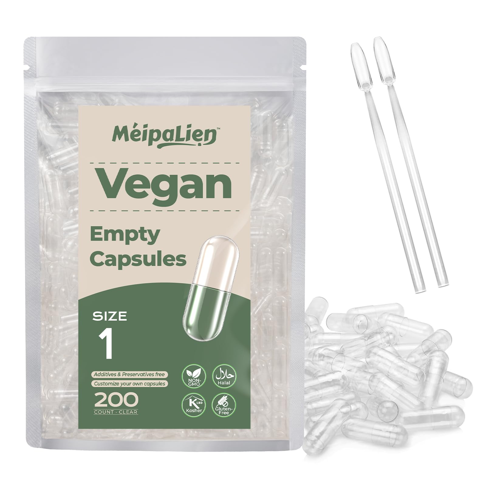 HPMC Empty Capsules Size 1-200 Clear Count Pill Capsules Empty - Plant-Based Cellulose | Vegetarian, Halal, Non-GMO | for DIY Supplement & Herbal Filling MéipaLienBuy Supplements Australia