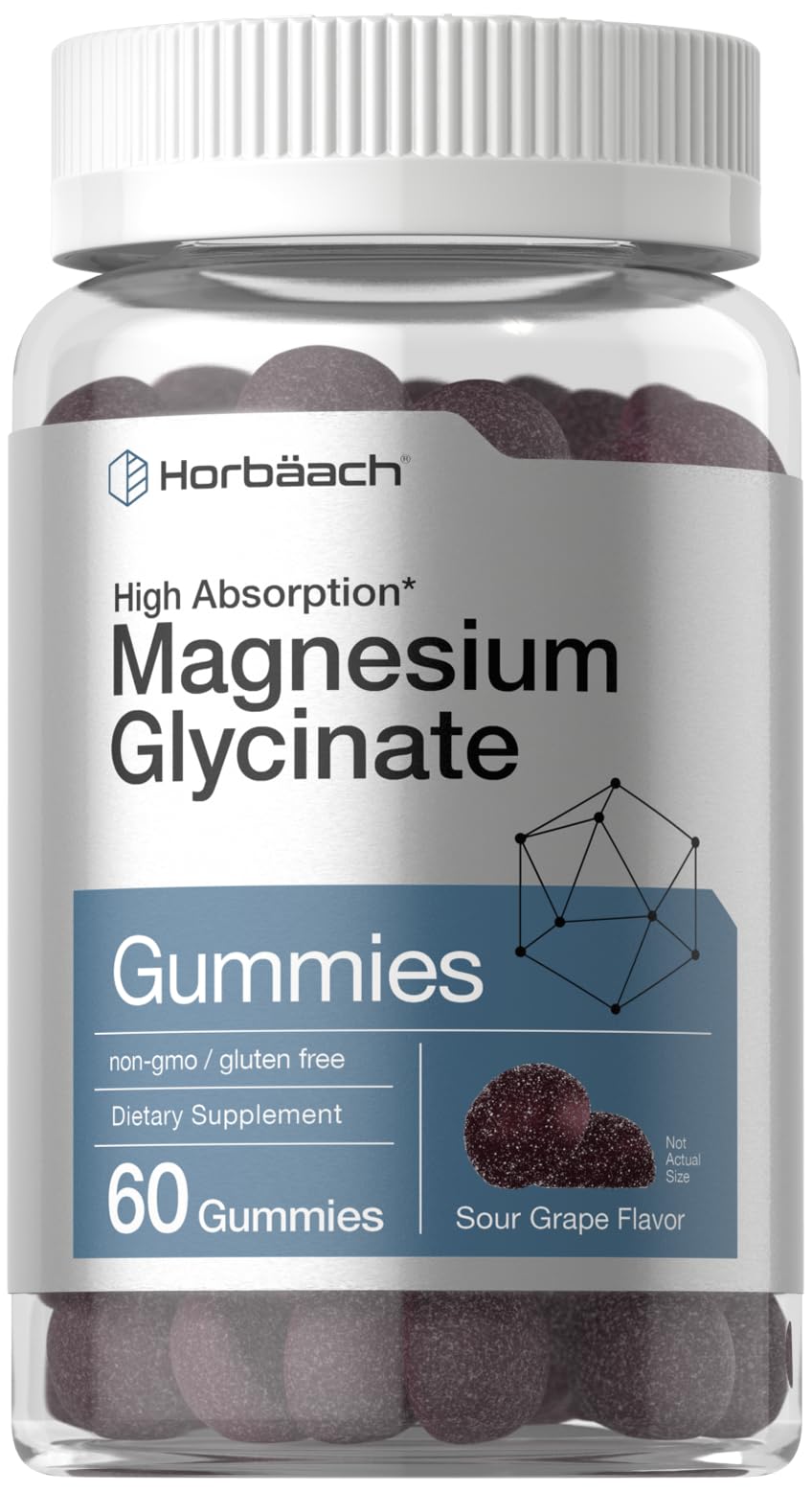Horbäach Magnesium Glycinate Gummies | 60 Count | Sour Grape Flavor | High Absorption | Vegan, Non-GMO, Gluten Free HorbäachBuy Supplements Australia