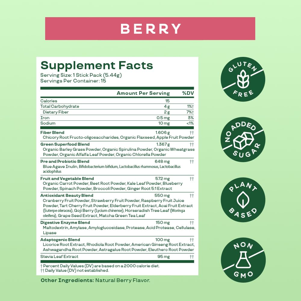 Bloom Nutrition Super Greens Powder Smoothie Mix, 15 Stick Packs - Probiotics Bloom NutritionBuy Supplements Australia