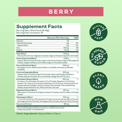 Bloom Nutrition Super Greens Powder Smoothie Mix, 15 Stick Packs - Probiotics Bloom NutritionBuy Supplements Australia