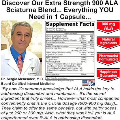 Sciatica Supplement with 900 mg Alpha Lipoic Acid - Sciatic Nerve Support NuturnaBuy Supplements Australia