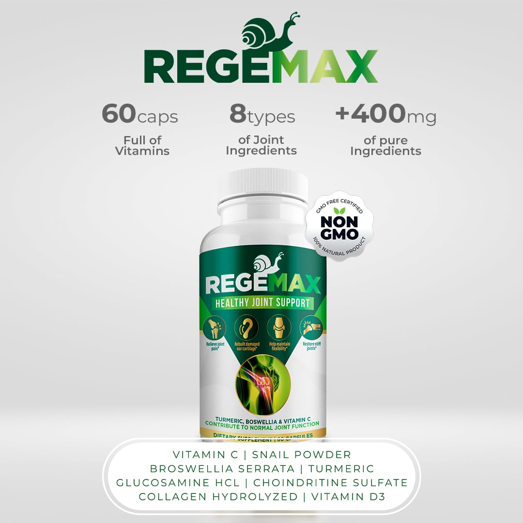 AURA VITAMINS REGEMAX regenerates and Helps Alleviate Joint discomfort Supplement, Snail Protein, Boswellia Serrata, and Turmeric – 60 Caps. (2) AURA VITAMINSBuy Supplements Australia