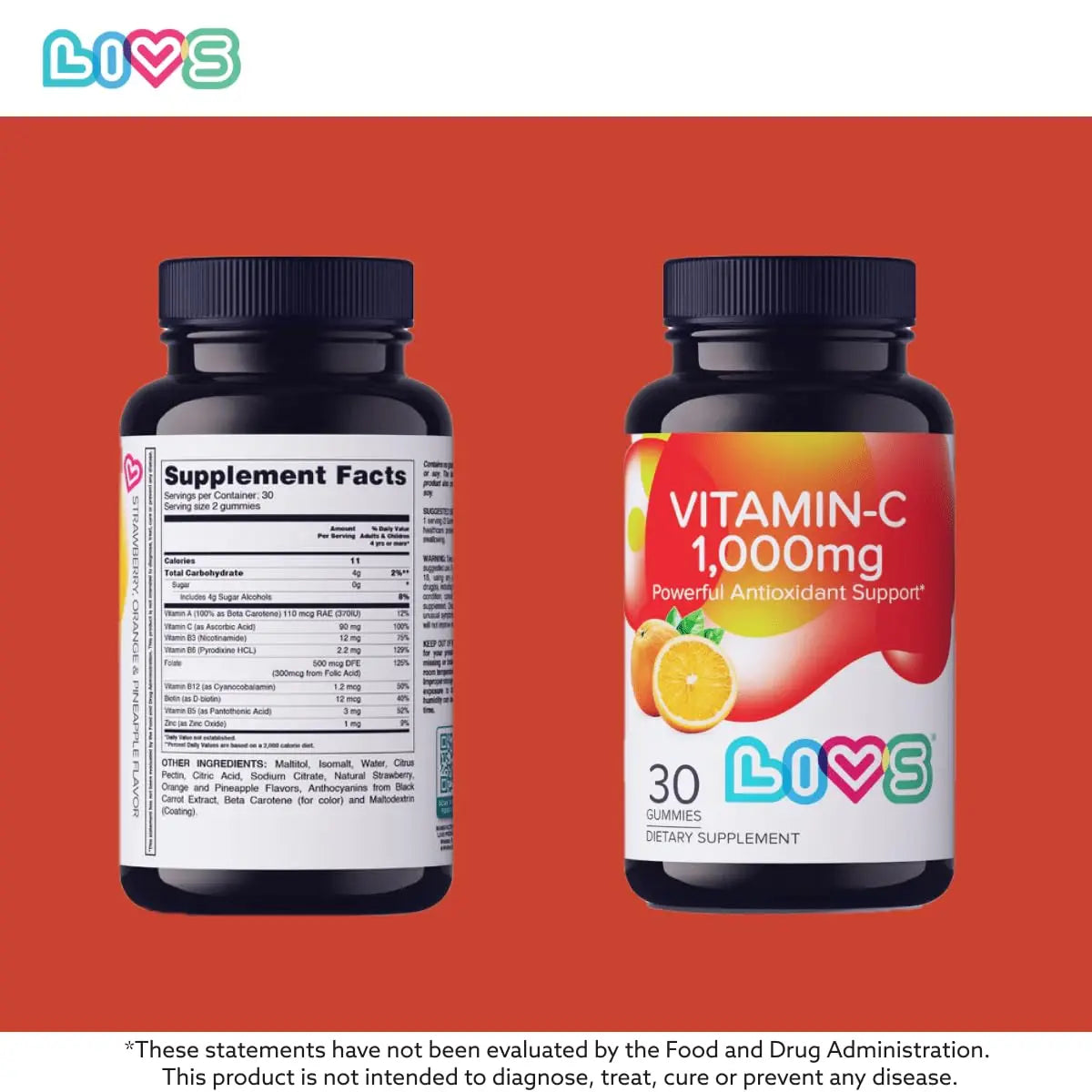 Vitamin C 1000mg Gummies for Kids & Adults |Antioxidant & Immune Support Supplement | Vegan Multivitamin for Hair, Skin & Nails LIVSBuy Supplements Australia