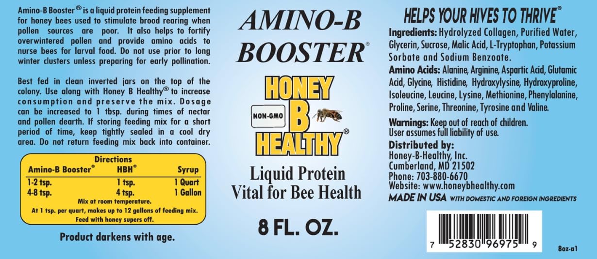 Amino-B Booster 8 oz. Bottle, Liquid Protein Vital for Bee Health Honey B HealthyBuy Supplements Australia
