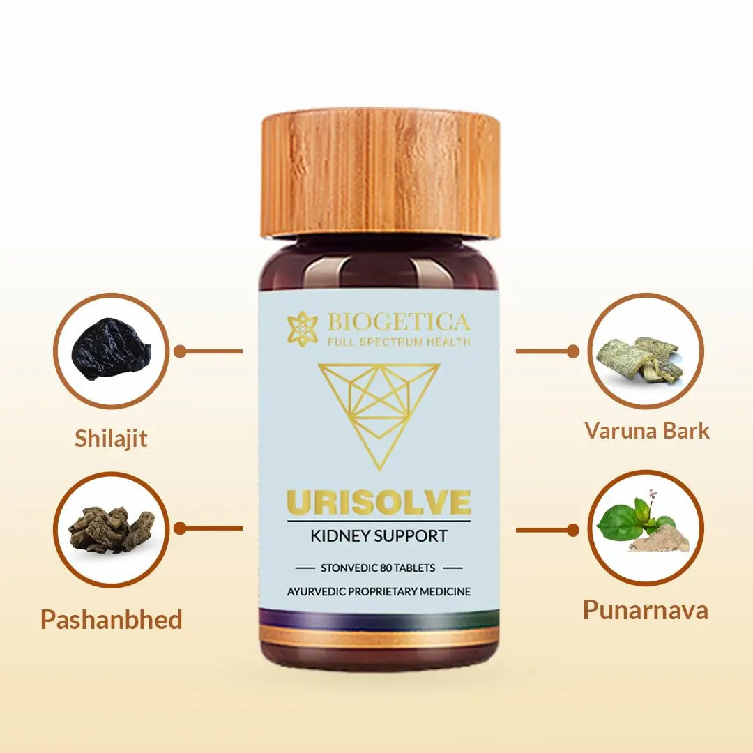 Biogetica Urisolve Kidney Care Herbal Supplement with Asparagus Racemosus & Terminalia Chebula for Optimal Urinary System Support - Non-GMO - 100% Vegan Ayurveda Supplement - 80 Tablets BiogeticaBuy Supplements Australia