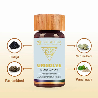 Biogetica Urisolve Kidney Care Herbal Supplement with Asparagus Racemosus & Terminalia Chebula for Optimal Urinary System Support - Non-GMO - 100% Vegan Ayurveda Supplement - 80 Tablets BiogeticaBuy Supplements Australia