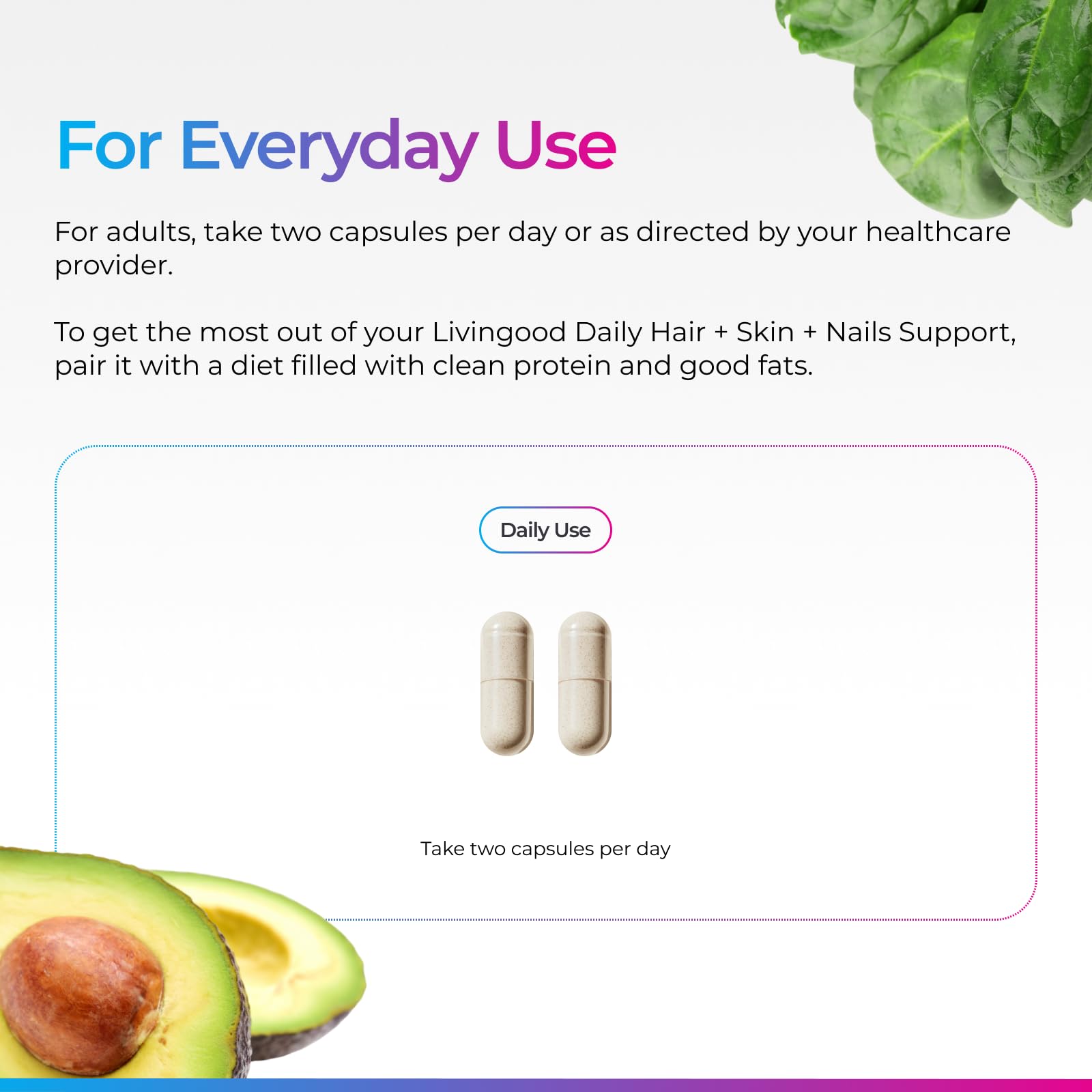 Livingood Daily Hair, Skin & Nails Supplement, 14-in-1 Formula with Biotin, Collagen, Keratin, Bamboo, Selenium, Folate, B12, Zinc and More, Beauty Supplement for Women & Men, Gluten Free, 60 Capsules Livingood DailyBuy Supplements Australia