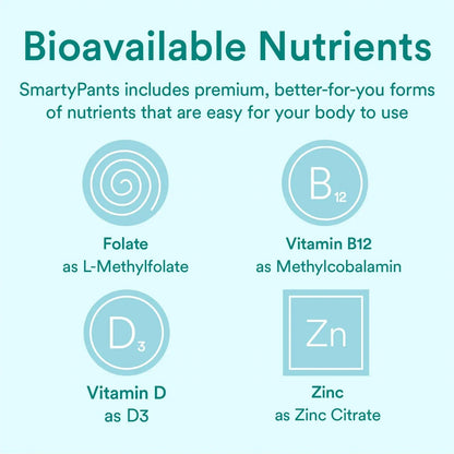 SmartyPants Organic Prenatal Vitamins for Women, Multivitamin Gummies: Biotin, Methylfolate, Omega 3 (ALA), Vitamin D3, C, Vitamin B12, B6, A, K2 & Zinc SmartyPants