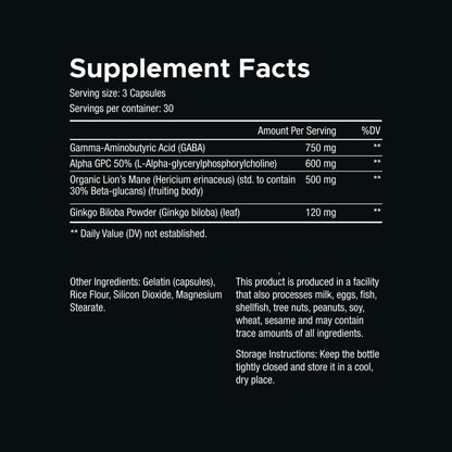 VITARA Focus First– Calm, Clear, Mental Focus Nootropic | Brain Support with Alpha GPC, Lion's Mane, GABA & Ginkgo Biloba VITARABuy Supplements Australia