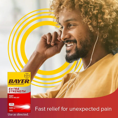 Bayer Aspirin Extra Strength, Aspirin 500mg, Pain Relief Pills, Fever Reducer and Headache Relief for Adults, 100 ct BayerBuy Supplements Australia