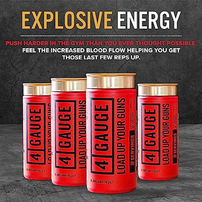 4 Gauge Natural Preworkout Without The Jitters | 30 Servings | Nitric Oxide Booster 4 GaugeBuy Supplements Australia