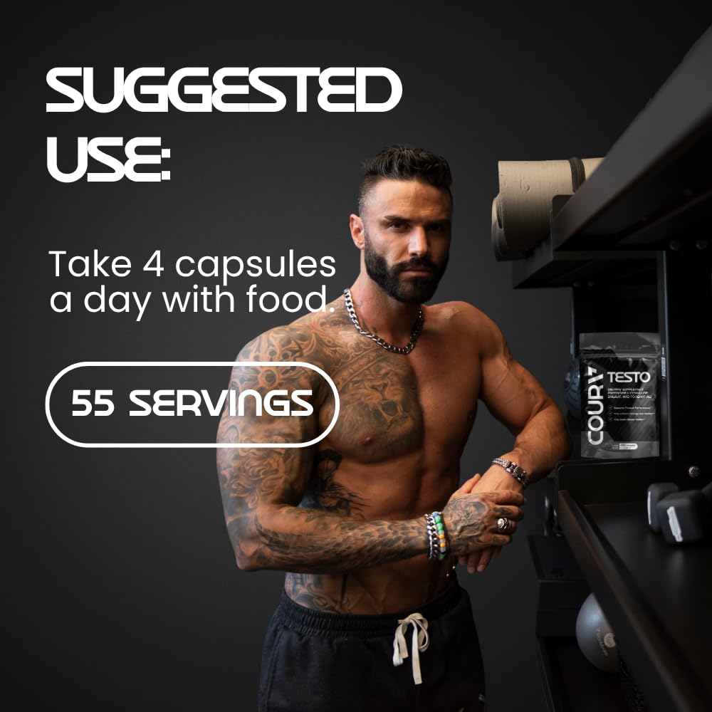 COURA Mens Testo Booster and Multivitamin for Men, 220 Capsules (55 Servings), with Shilajit, Zinc, Magnesium, L-Arginine, and Citrulline, Performance Support COURABuy Supplements Australia