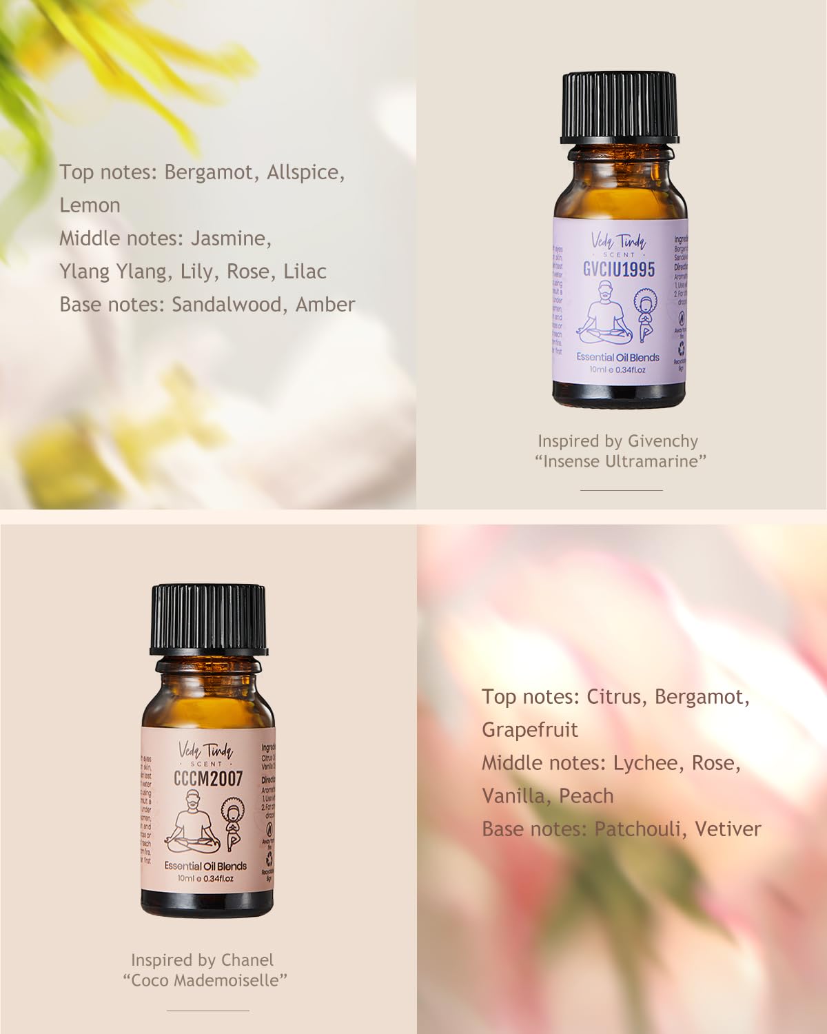 VTS Waterless Diffuser with Classic Perfume Scent Essential Oils Set, Perfume Collection VEDA TINDA SCENTBuy Supplements Australia