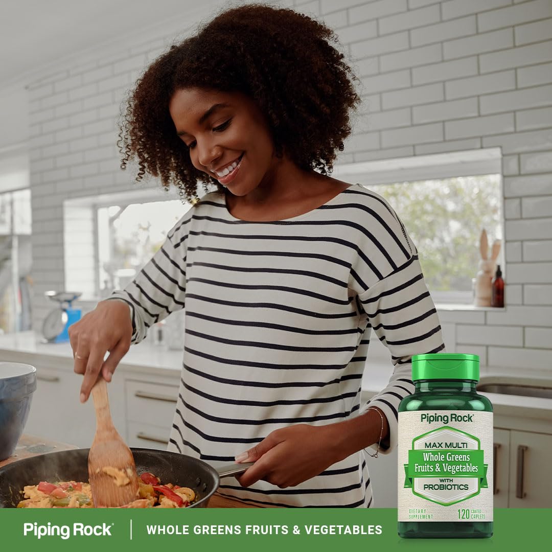 Piping Rock Fruits and Veggies Supplement | 120 Caplets | Fruit and Vegetable Blend with Probiotics | Max Multi Vitamin | Non-GMO, Gluten Free Piping RockBuy Supplements Australia