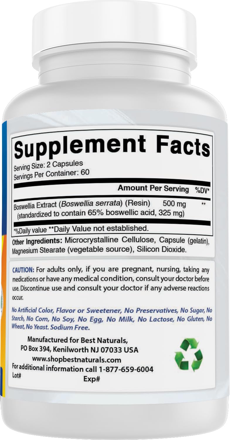 Best Naturals Boswellia Serrata Joint Health 250 mg 120 Capsules - Standardized to 65% Boswellic Acid (120 Count (Pack of 3)) Best NaturalsBuy Supplements Australia