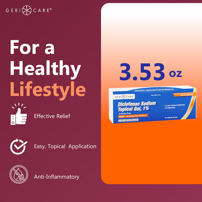 GeriCare Topical Arthritis Pain Relief Gel Diclofenac Sodium 1% (NSAID) Hand Wrist Elbow Foot Ankle Knee Extra-Strength Pain Reliever- Anti-inflammatory Arthritis Pain Treatment, 3.53oz (3 Pack) GeriCareBuy Supplements Australia