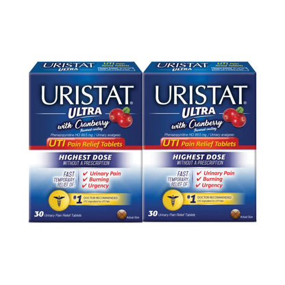 URISTAT Ultra UTI Pain Relief, Cranberry Flavored Coating, 30 Tablets (Pack of 2) URISTATBuy Supplements Australia