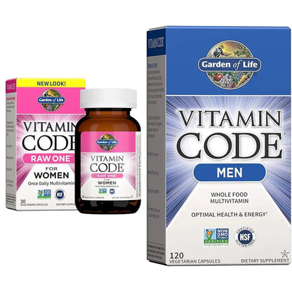 Garden of Life Women's and Men's Whole Food Multivitamins, Vitamin Code Raw One 30 Count and Vitamin Code 120 Count Garden of LifeBuy Supplements Australia