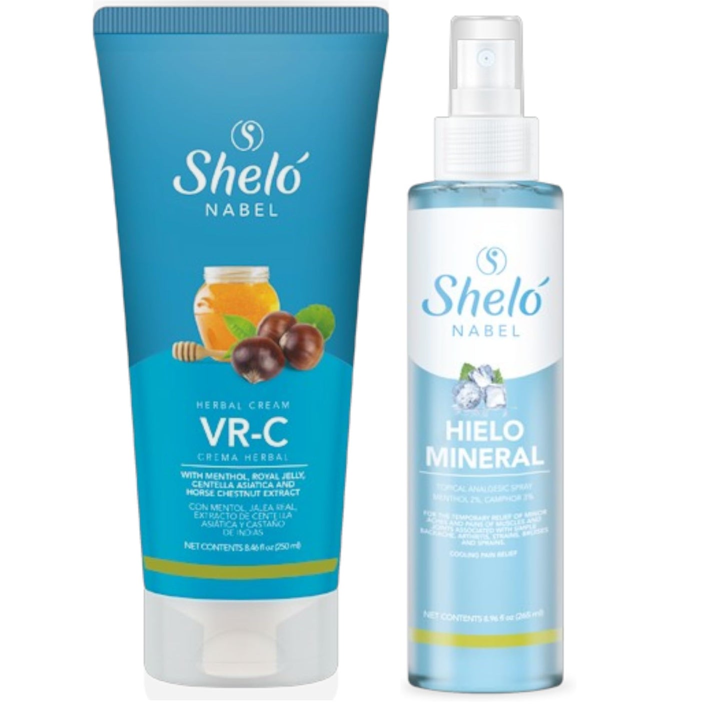 Sheló NABEL Hielo Mineral 8.7 fl Oz & VR-C 250ml Relax Sore Muscles and Joints Increase Circulation Reduce Inflammation Sheló NABELBuy Supplements Australia
