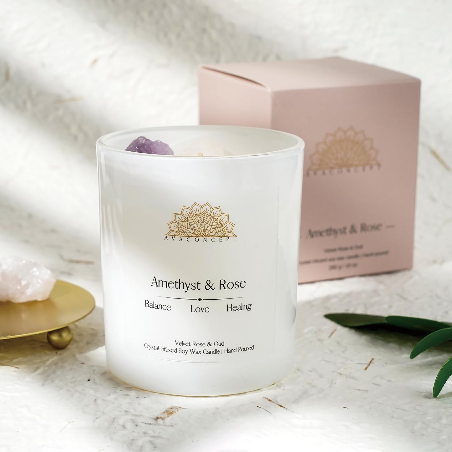 Ava Concept Scented Crystal Candle 10 oz jar Candle (Velvet Rose & Oud) ava conceptBuy Supplements Australia