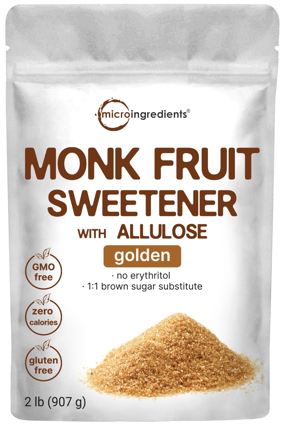 Golden Monk Fruit Sweetener with Allulose, 2 lbs | No Erythritol, No Aftertaste Micro IngredientsBuy Supplements Australia