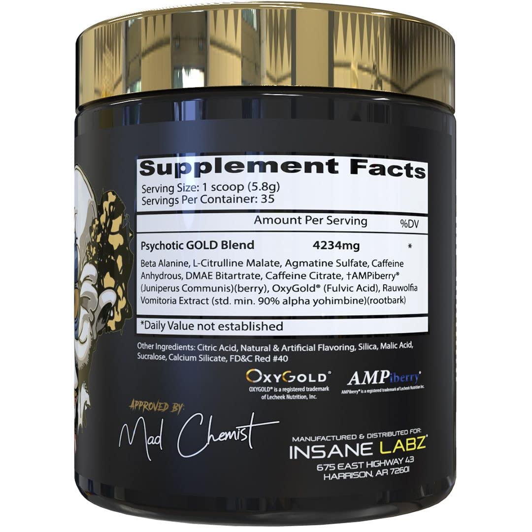 Insane Labz Psychotic Gold and Insane Veinz Gold Pre Workout Nitric Oxide Booster Stack Insane LabzBuy Supplements Australia