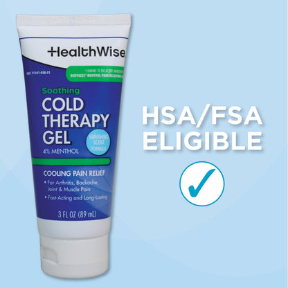 HealthWise Soothing Cold Therapy Gel | 4% Menthol | Vanishing Scent | 3.0 Oz | Arthritis Pain Relief | Topical Analgesic HealthWiseBuy Supplements Australia