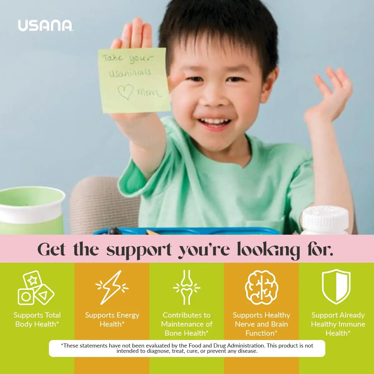 USANA Usanimals Multivitamin for Kids - Daily Chewable Tablets with Vitamins A, C, D, E, B6, B12, Zinc, Iron - Supports Immune, Bone & Brain Health USANA