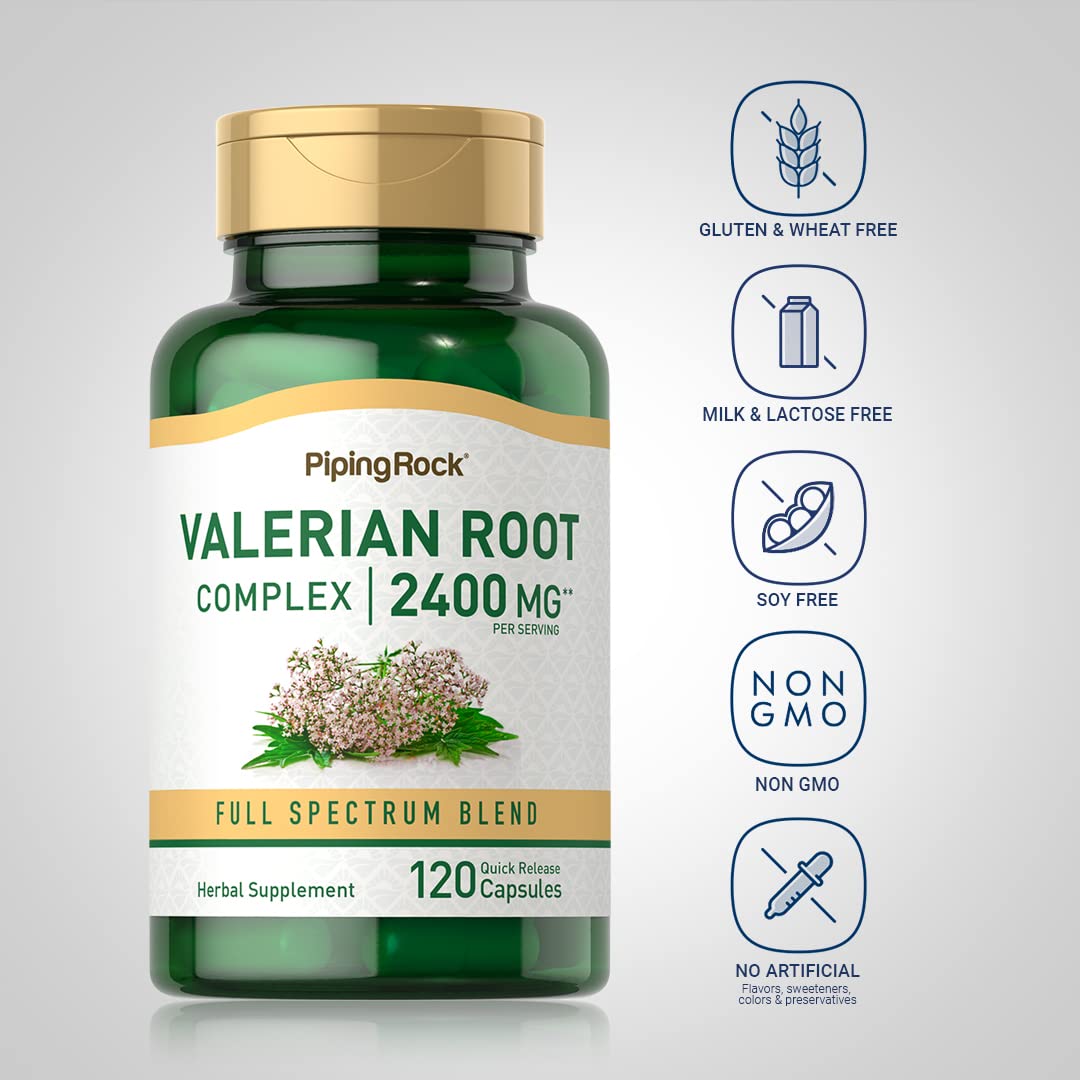Piping Rock Valerian Root Capsules | 120 Count | Extract Supplement | Herbal Blend | Non-GMO, Gluten Free Piping RockBuy Supplements Australia