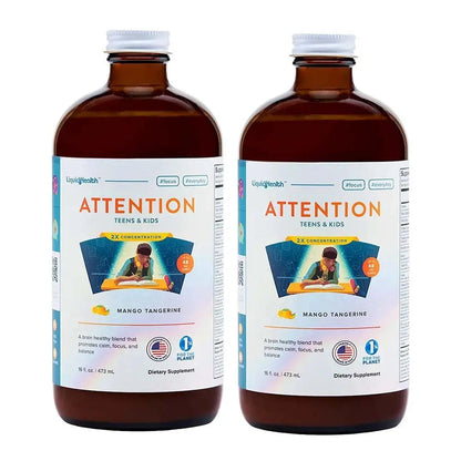 LIQUIDHEALTH Attention, Liquid Multivitamin for Kids & Teens - Improves Memory Retention, Concentration, Focus, Mood, Relaxation & Calming LIQUIDHEALTH