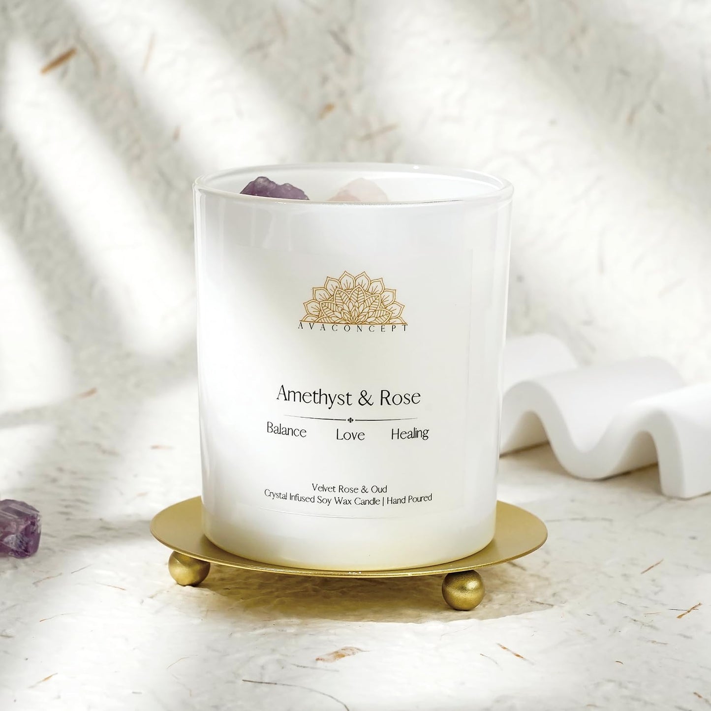 Ava Concept Scented Crystal Candle 10 oz jar Candle (Velvet Rose & Oud) ava conceptBuy Supplements Australia