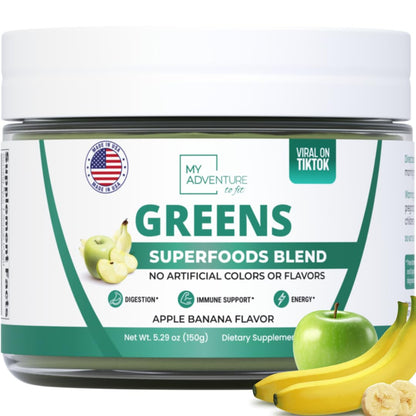 Green Superfood Powder for Digestion & Gut Health - Keto Friendly Superfood Greens Blend Powder for Immune Support - Powdered Greens Supplement for Immune Boost - Apple Banana Flavor My Adventure to FitBuy Supplements Australia