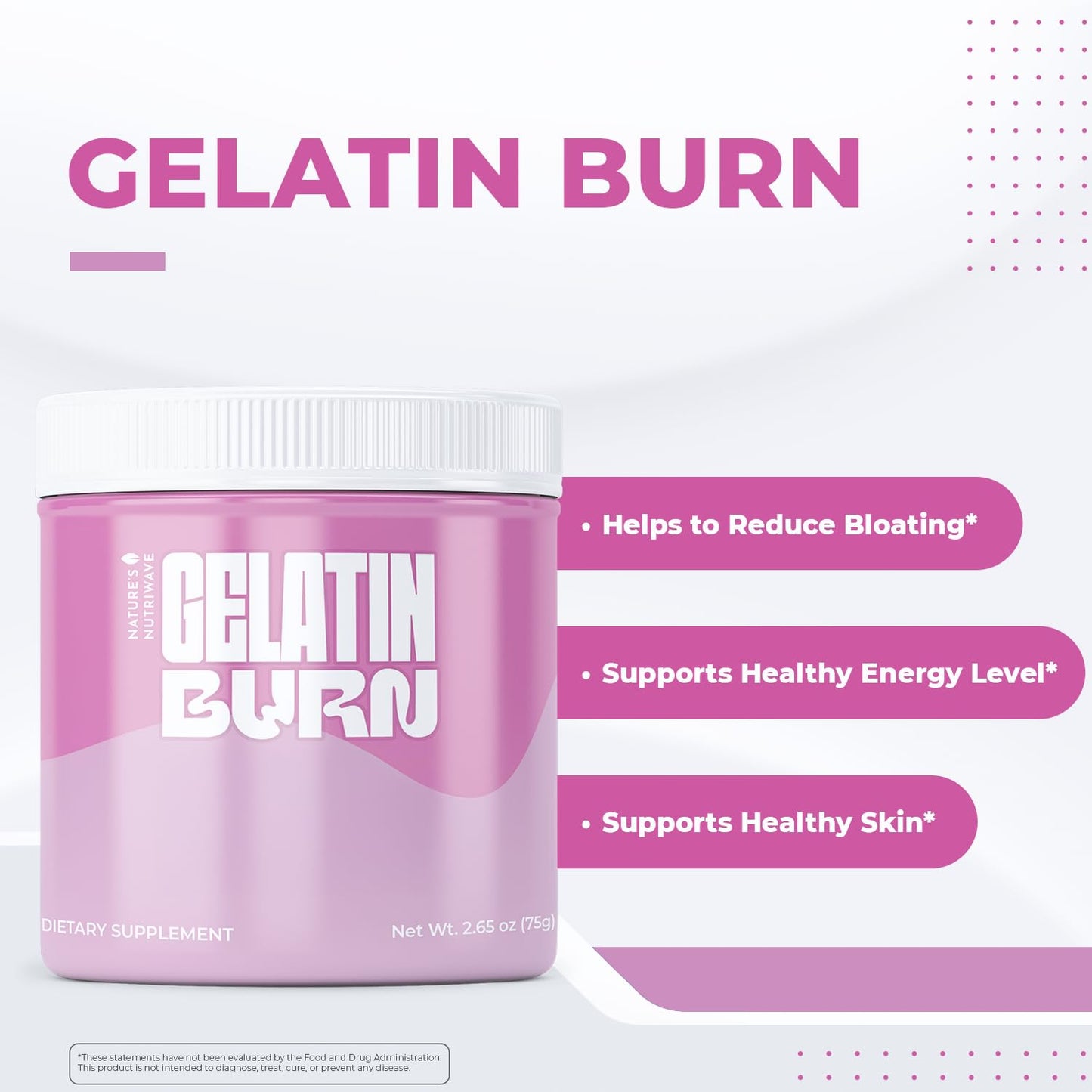 Nature’s NutriWave Gelatin Burn – Natural Powder Supplement with Vitamins, Minerals & Botanical Extracts – Non-GMO, Easy to Mix, USA Made – 2.65Oz, 75g, 30 Servings, 3 Month Supply Nature’s NutriWaveBuy Supplements Australia