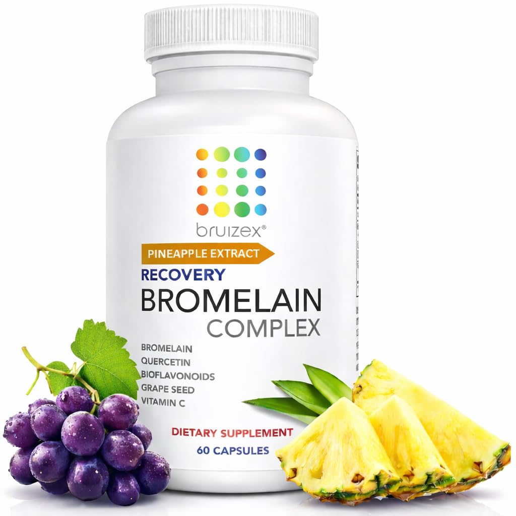 Bruizex Bromelain & Quercetin Recovery Complex - Post Surgery Recovery Bruising, Swelling Relief, Lymphatic Drainage - Post 360 lipo, BBL, Liposuction, Tummy Tuck - Non GMO - 60 Capsules BruizexBuy Supplements Australia