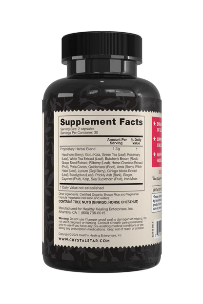 Crystal Star Vari-Vein (60 Capsules) - Herbal Circulation Support Supplement for Varicose Veins & Spider Veins Treatment - Witch Hazel, Butcher’s Broom, Hawthorn & Horse Chestnut- Non-GMO Crystal StarBuy Supplements Australia
