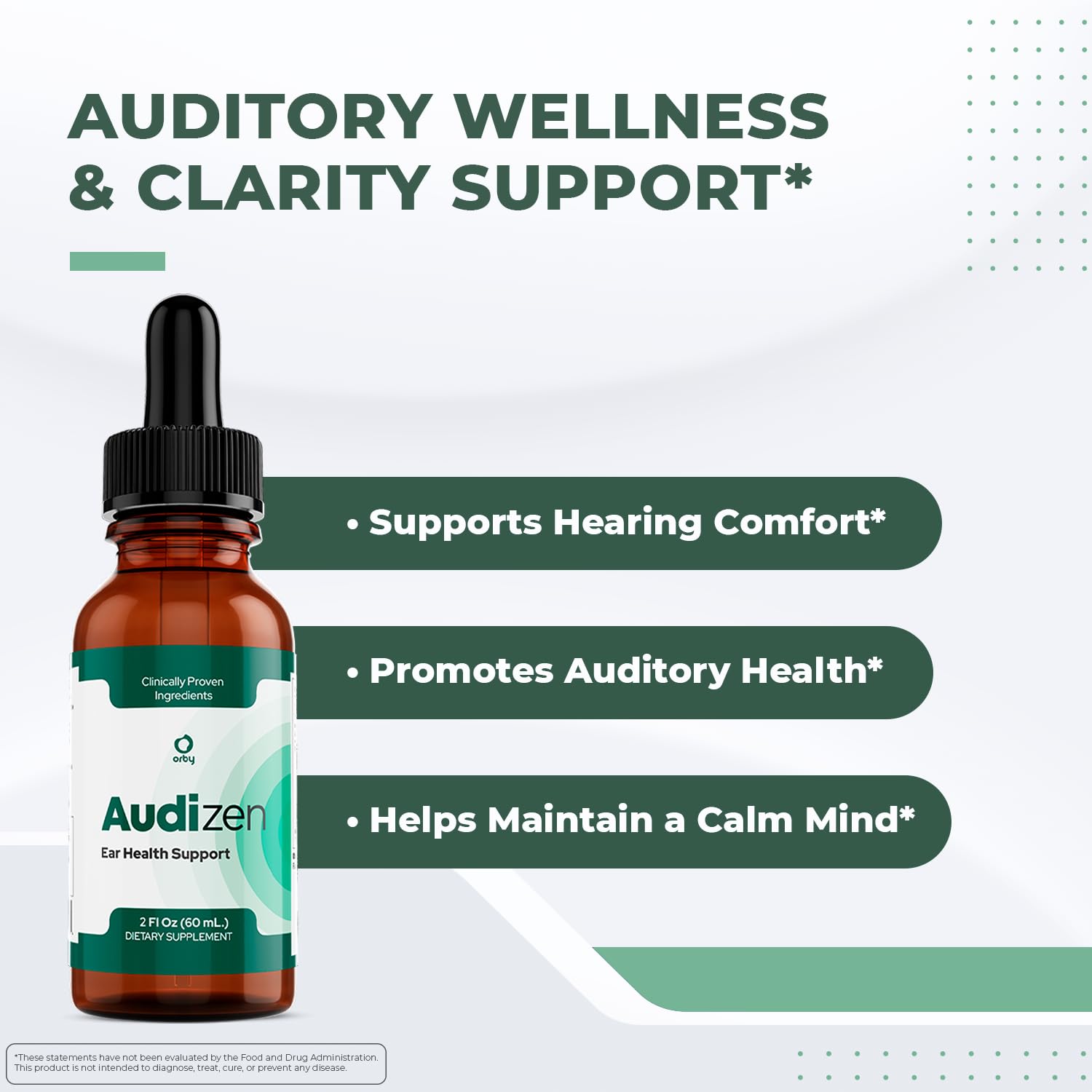 Audizen Drops – Natural Daily Liquid Supplement with Herbal Extracts, Maca Root, Green Tea, Grape Seed & Ginseng – Non-GMO, Gluten-Free, Plant-Based, GMP Certified, Made in USA - 30ml, 3 Month Supply OrbyBuy Supplements Australia