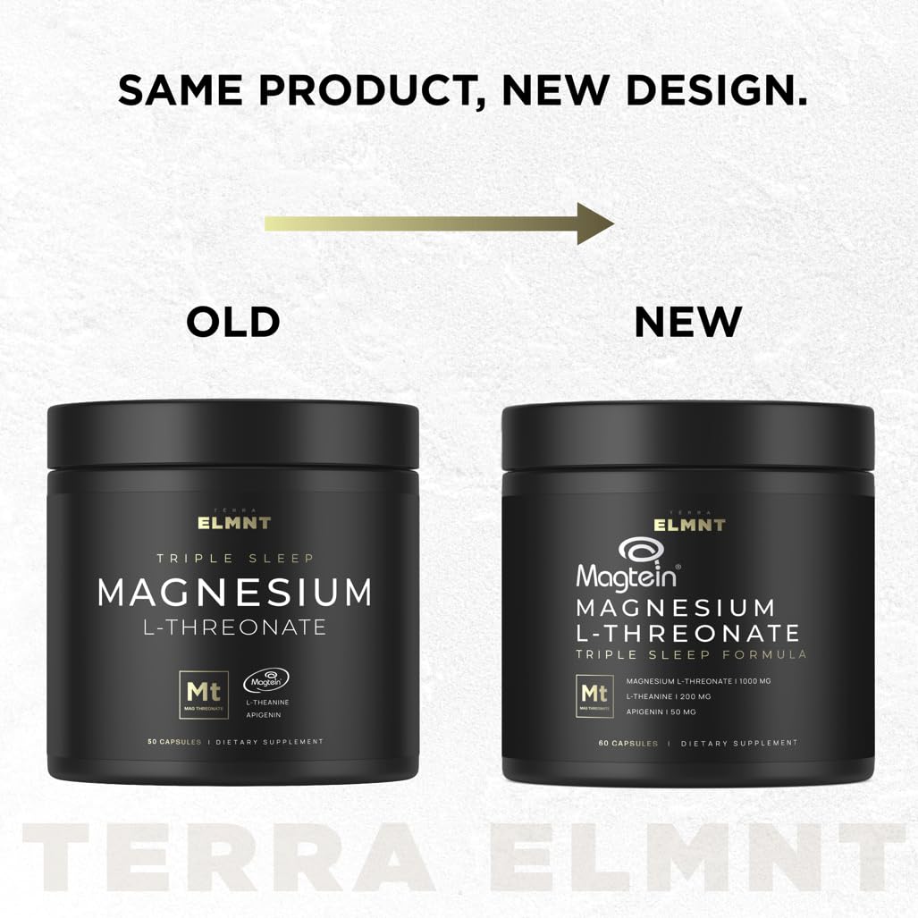 Triple Sleep Magnesium L-Threonate w. Apigenin, Theanine & Magtein Magnesium L Threonate - High Absorption Magnesium Supplement Capsules