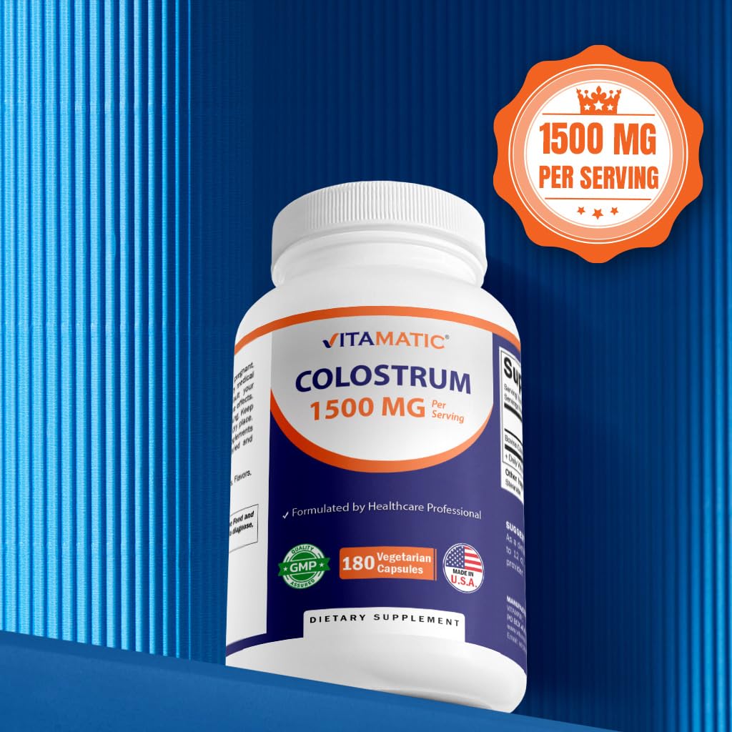 Vitamatic Bovine Colostrum 30% IgG Supplement 1500 mg per Serving - Supplement for Gut Health, Hair Growth, Beauty, Muscle Recovery, & Immune Support - 180 Veg Capsules VitamaticBuy Supplements Australia