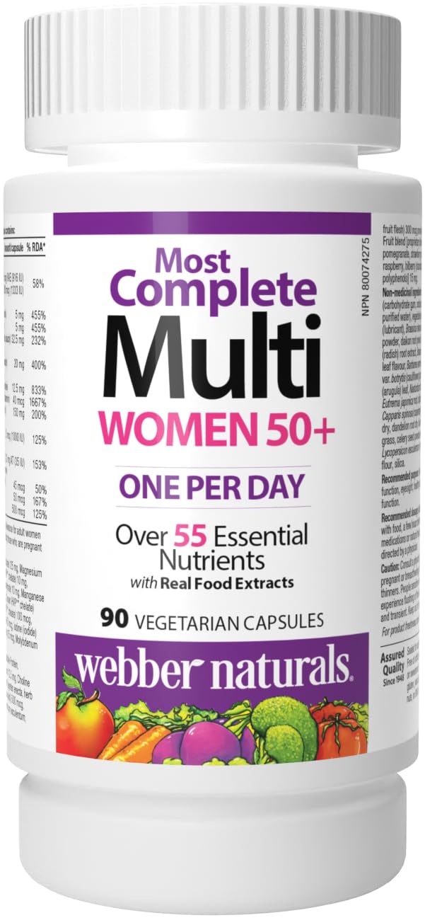 Webber Naturals Women's 50+ Most Complete Multi, 90 Vegetarian Capsules Webber NaturalsBuy Supplements Australia