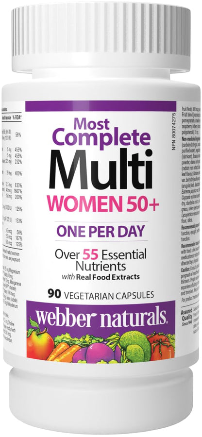 Webber Naturals Women's 50+ Most Complete Multi, 90 Vegetarian Capsules Webber NaturalsBuy Supplements Australia