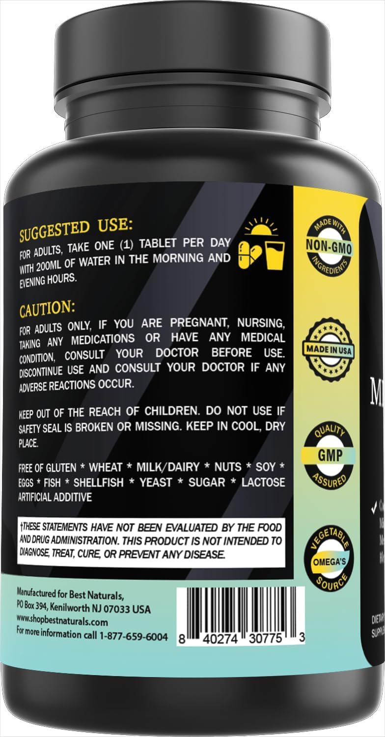 Best Naturals Day-to-Day Men's Multivitamin Food Based Supplement with Vitamin A, L-Arginine, L-Glutamine, L-Lysine- 90 Tablets Best NaturalsBuy Supplements Australia