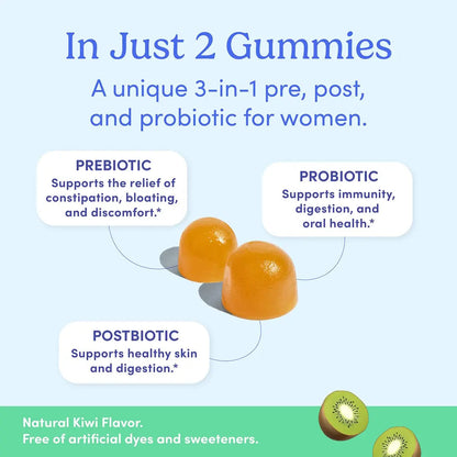 FIRST DAY Women’s Good Gut Tribiotic Gummies – 3-in-1 Prebiotic, Probiotic & Postbiotic Supplement – Supports Immune Function and Digestive FIRST DAY