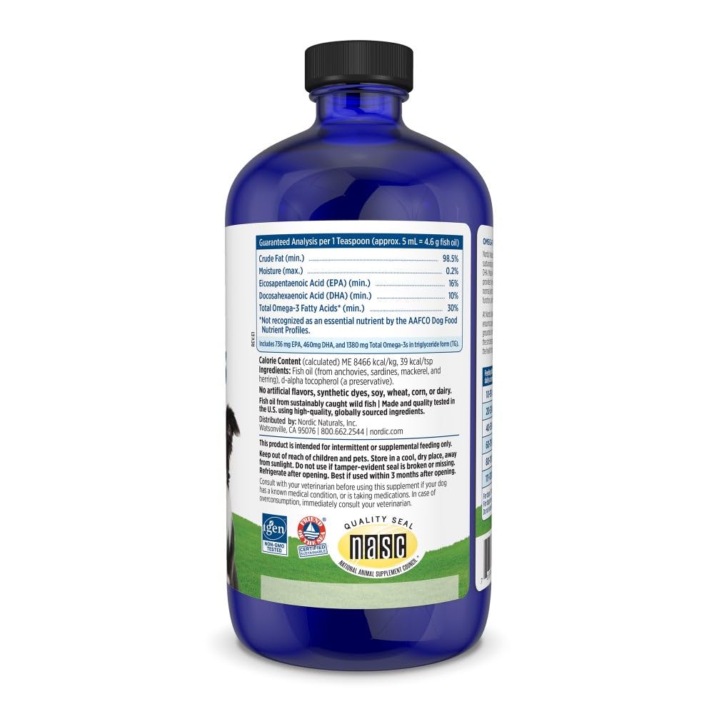Nordic Naturals Omega-3 Pet, Unflavored - 16 oz - 1380 mg Omega-3 Per Teaspoon - Fish Oil for Large to Very Large Dogs with EPA & DHA - Promotes Heart, Skin, Coat, & Immune Health Nordic NaturalsBuy Supplements Australia