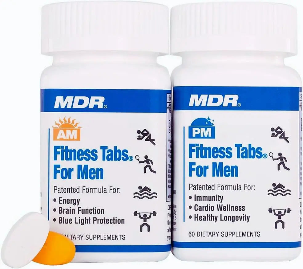 MDR Fitness Tabs Patented AM/PM Multivitamin for Men Doctor Formulated with Right Nutrients at The Right Time - Gluten Free - 2 Month Supply MDRBuy Supplements Australia