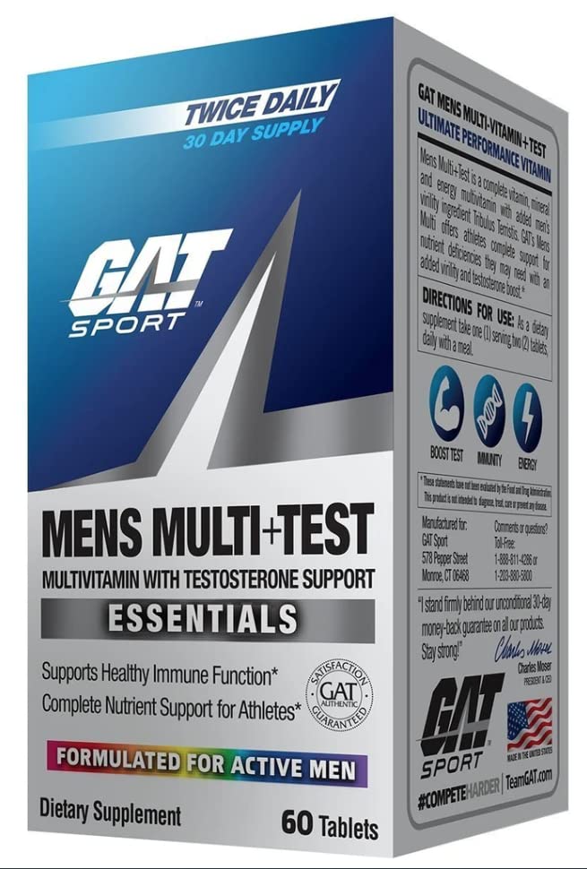 GAT SPORT Men's Multi + Test, Premium Multivitamin Tablets (60 Count) GAT SPORTBuy Supplements Australia